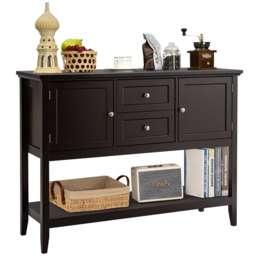 Costway 2 Drawer 2 Door Single Shelf Brown Wooden Buffet Table - Size: 117 x 38 x 86cm - Wilko - thumbnail 3