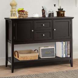 Costway 2 Drawer 2 Door Single Shelf Brown Wooden Buffet Table - Size: 117 x 38 x 86cm - Wilko - thumbnail 1