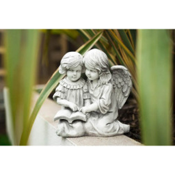 Marco Paul Lying Girl and Boy Reading Statue Garden Ornament - Size: 30 x 10 x 10cm - White - Wilko - thumbnail 3