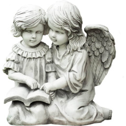 Marco Paul Lying Girl and Boy Reading Statue Garden Ornament - Size: 30 x 10 x 10cm - White - Wilko