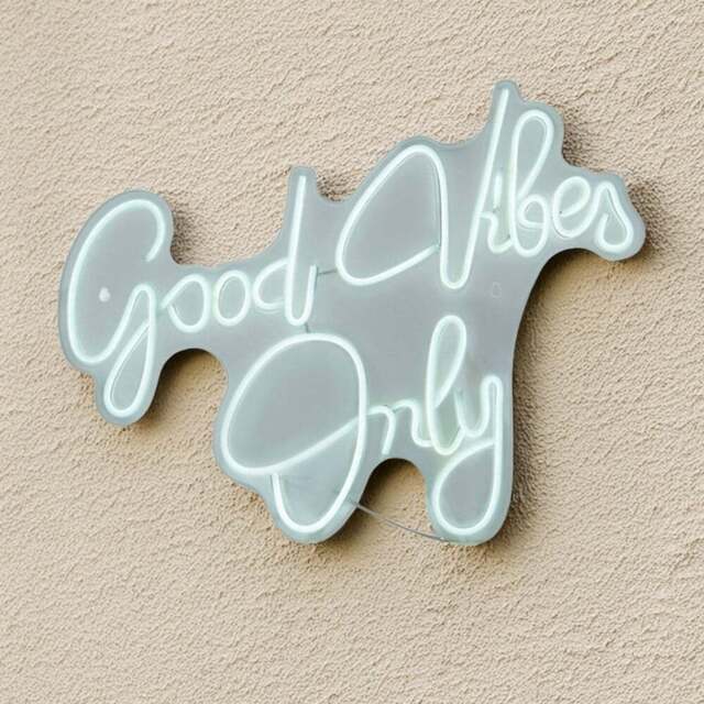 Good Vibes Neon Light Sign - White - Size: 60 x 48 x 2 cm - Wilko - image 1