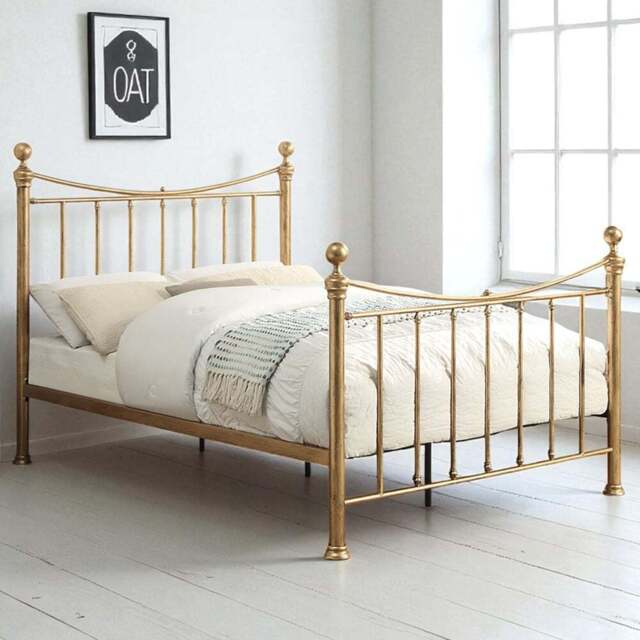 OAT Home Hampstead Small Double Antique Brass Effect Metal Bed - Wilko - image 1