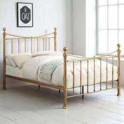 OAT Home Hampstead Small Double Antique Brass Effect Metal Bed - Wilko