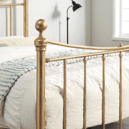 OAT Home Hampstead Small Double Antique Brass Effect Metal Bed - Wilko - thumbnail 5