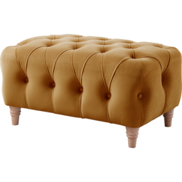 Elsie Chesterfield Ochre Plush Velvet Footstool - Size: 41 x 76 x 53cm - Yellow - Wilko - thumbnail 3