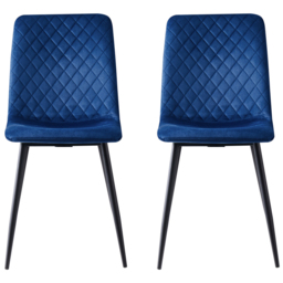Lexi Set of 2 Blue Velvet Fabric Dining Chairs - MCC - Wilko - thumbnail 4