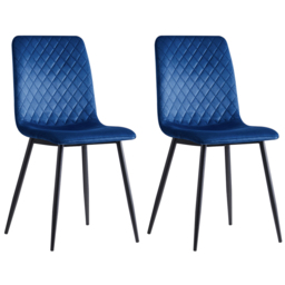 Lexi Set of 2 Blue Velvet Fabric Dining Chairs - MCC - Wilko - thumbnail 5
