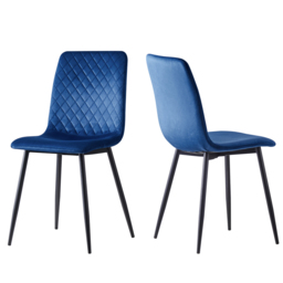 Lexi Set of 2 Blue Velvet Fabric Dining Chairs - MCC - Wilko - thumbnail 3