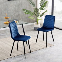 Lexi Set of 2 Blue Velvet Fabric Dining Chairs - MCC - Wilko - thumbnail 6