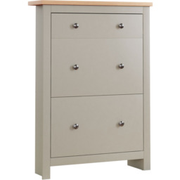 Vida Arlington Grey and Oak 2-Door 1-Drawer Shoe Cabinet Rack - Size: 24cm x 78 x 108cm - Wilko - thumbnail 3