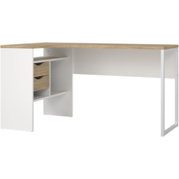 Florence Function Plus 2 Drawer Corner Desk White and Oak - Size: 81 x 145 x 76cm - Brown - Furniture to Go - Wilko - thumbnail 3