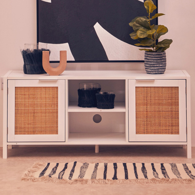 Interiors by Premier Sherman 2 Door 2 Shelf White Media Unit - Size: 120 x 38 x 52cm - Wilko - image 1