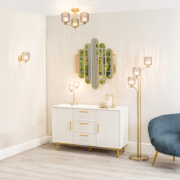 ValueLights Amelie 2 Pack Ribbed Glass Gold Stem LED Wall Light - Size: 16 x 13 x 18cm - Wilko - thumbnail 7