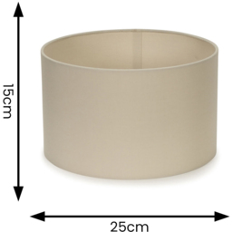 ValueLights Reni Natural Fabric Small Drum Shade - Size: 25 x 15 x 25cm - Cream - Wilko - thumbnail 7