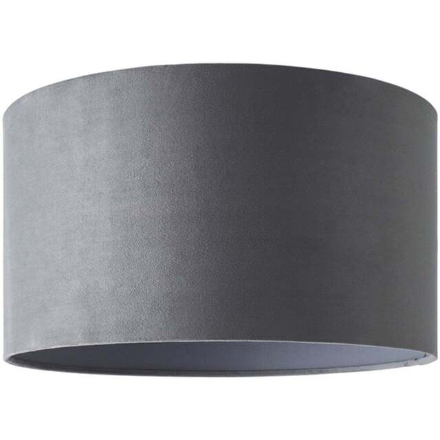 ValueLights Reni Grey Velvet Large Drum Ceiling Lamp Shade 45cm - Size: 25 x 45 x 45cm - Wilko - image 1