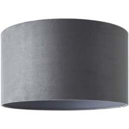 ValueLights Reni Grey Velvet Large Drum Ceiling Lamp Shade 45cm - Size: 25 x 45 x 45cm - Wilko