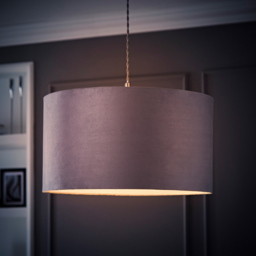 ValueLights Reni Grey Velvet Large Drum Ceiling Lamp Shade 45cm - Size: 25 x 45 x 45cm - Wilko - thumbnail 7
