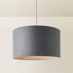 ValueLights Reni Grey Velvet Large Drum Ceiling Lamp Shade 45cm - Size: 25 x 45 x 45cm - Wilko - thumbnail 6