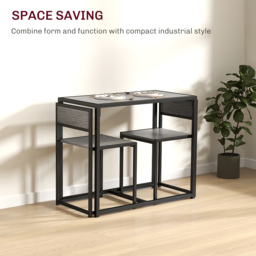 HOMCOM 2 Seater Metal Frame Dining Set Grey Wood-Effect - Wilko - thumbnail 6