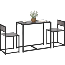 HOMCOM 2 Seater Metal Frame Dining Set Grey Wood-Effect - Wilko - thumbnail 3