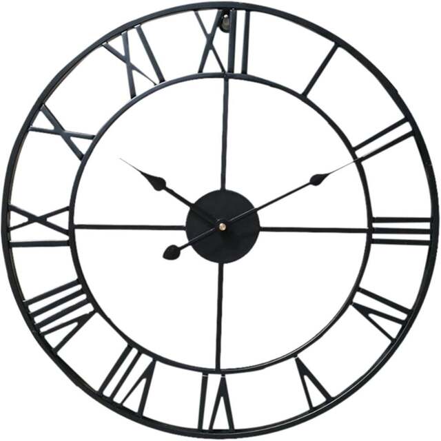 Living and Home Black Roman Vintage Round Metal Wall Clock 42cm - Size: 41 x 42 x 5cm - Wilko - image 1