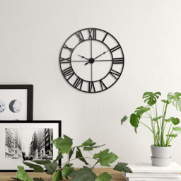 Living and Home Black Roman Vintage Round Metal Wall Clock 42cm - Size: 41 x 42 x 5cm - Wilko - thumbnail 3