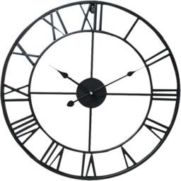 Living and Home Black Roman Vintage Round Metal Wall Clock 42cm - Size: 41 x 42 x 5cm - Wilko - thumbnail 1