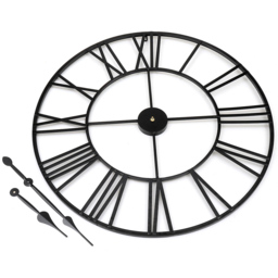 Living and Home Black Roman Vintage Round Metal Wall Clock 42cm - Size: 41 x 42 x 5cm - Wilko - thumbnail 4
