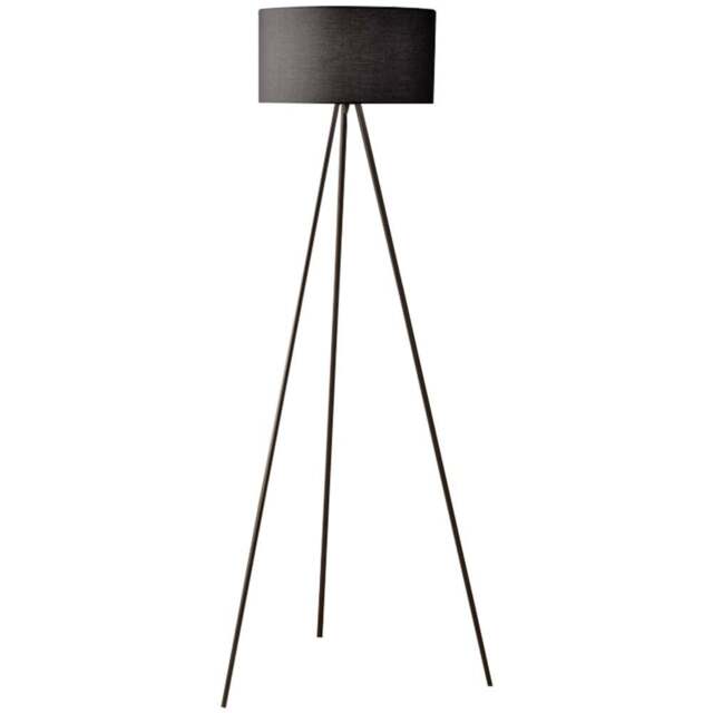 Kliving Black Cotton Shade Metal Tripod Floor Lamp - Size: 150 x 50 x 50cm - Wilko - image 1