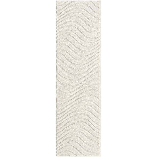 Desire Rugs Aya Cream Embossed Waves Rug 60 x 220cm - Wilko - image 1