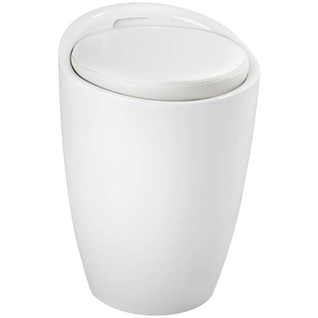tectake White Padded Bathroom Stool with Storage - Size: 51 x 36 x 36cm - Wilko - image 1