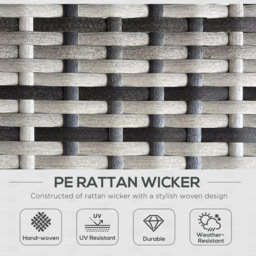 Outsunny Grey Rattan Sun Lounger with Storage Tea Table and Footstools - Size: 1 Seater - Wilko - thumbnail 5
