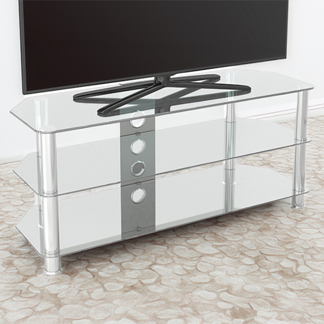 AVF Classic 3 Shelf Clear and Chrome Corner TV Stand - AVF Group Ltd - Wilko - image 1
