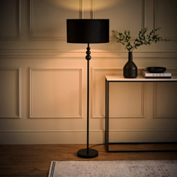 ValueLights Marissa Black Velvet Shade Black Ball LED Floor Lamp - Size: 145 x 45 x 45cm - Wilko - thumbnail 7
