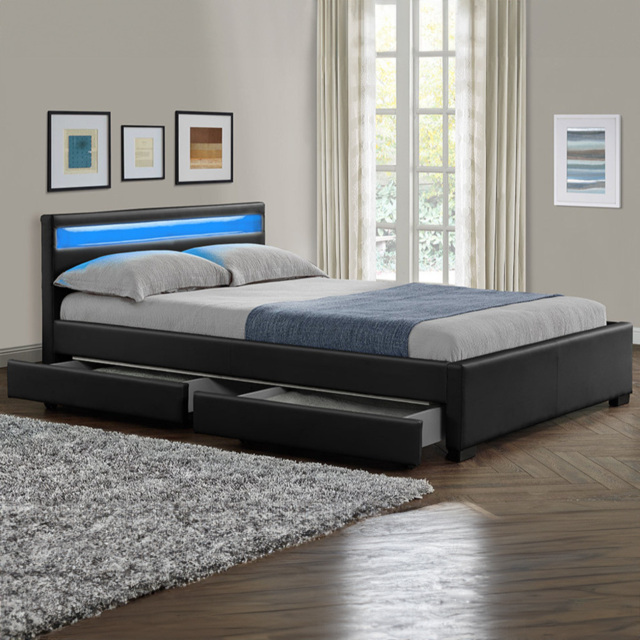 Home Detail Comet Double Black Faux Leather Bed Frame with LED - Wilko - image 1