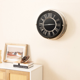 Costway Silver Frame Small Round Silent Wall Clock 35cm - Size: 41 x 40 x 19cm - Wilko - thumbnail 4