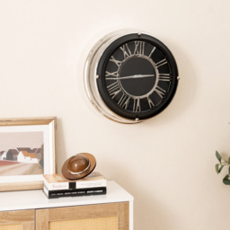 Costway Silver Frame Small Round Silent Wall Clock 35cm - Size: 41 x 40 x 19cm - Wilko - thumbnail 3