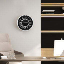 Costway Silver Frame Small Round Silent Wall Clock 35cm - Size: 41 x 40 x 19cm - Wilko - thumbnail 5