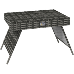 Outsunny Grey Rattan Foldable Square Metal Coffee Table - Size: 60 x 41 x 41cm - Wilko - thumbnail 3
