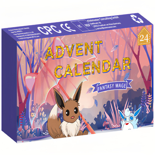 Jaoyeh Eevee Pokemon Christmas Advent Calendar - Size: 37.5 x 23 x 3cm - Purple - Pokémon - Wilko - image 1