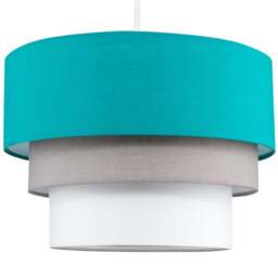 ValueLights Aztec 3-Tier Teal Fabric Ceiling Light Shade - Size: 30 x 20 x 30cm - Blue - Wilko