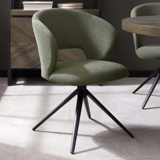 Bentley Designs Stella Green Boucle Fabric Swivel Chair - Size: 83 x 57 x 61cm - Wilko - image 1
