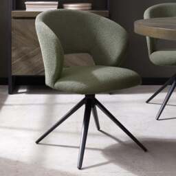 Bentley Designs Stella Green Boucle Fabric Swivel Chair - Size: 83 x 57 x 61cm - Wilko