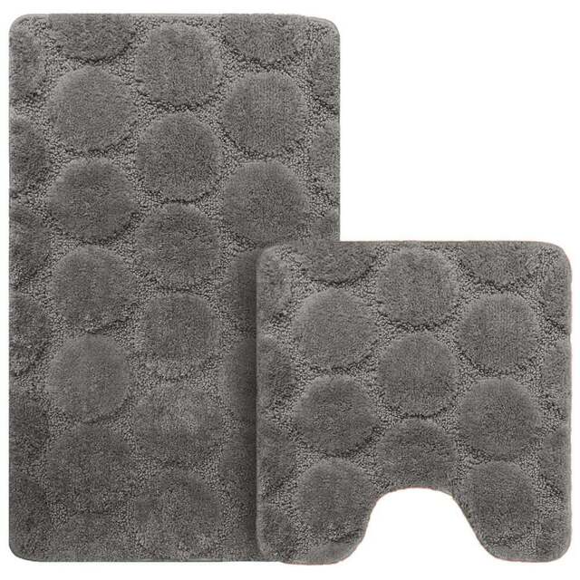 Velosso Cobla Charcoal Bath Mat Set - Size: 50 x 80 x 1cm - Grey - Wilko - image 1