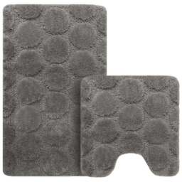 Velosso Cobla Charcoal Bath Mat Set - Size: 50 x 80 x 1cm - Grey - Wilko