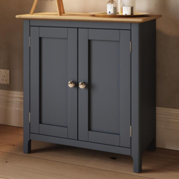 FWStyle Taberno 2 Door Graphite Blue and Oak Compact Sideboard - Size: 67 x 65 x 33cm - Wilko