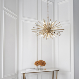Merano Salerno Antique Brass and Champagne 8 Light Ceiling Pendant - Size: 80 x 80 x 207.6cm - Glass - Wilko - thumbnail 7