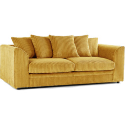 Luxor 5 Seater Mustard Jumbo Cord Scatter Back Sofa Set - Yellow - Wilko - thumbnail 4