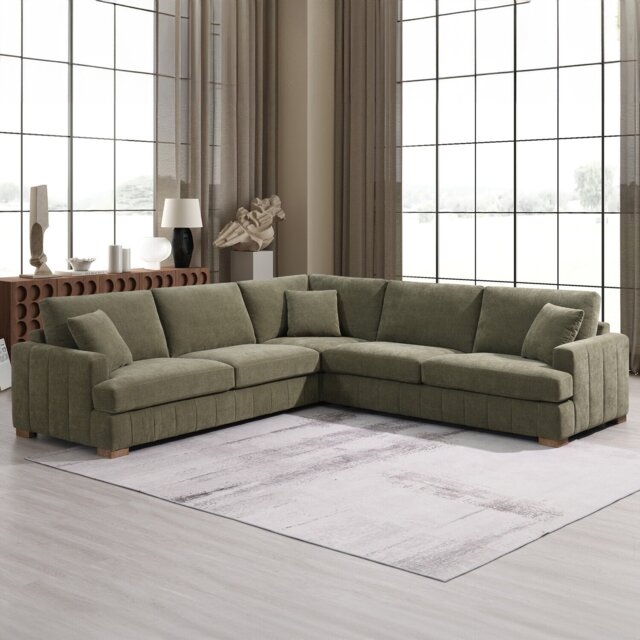Arden Corner Sofa with Footstool Green - Wilko - image 1