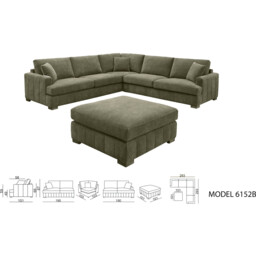 Arden Corner Sofa with Footstool Green - Wilko - thumbnail 5